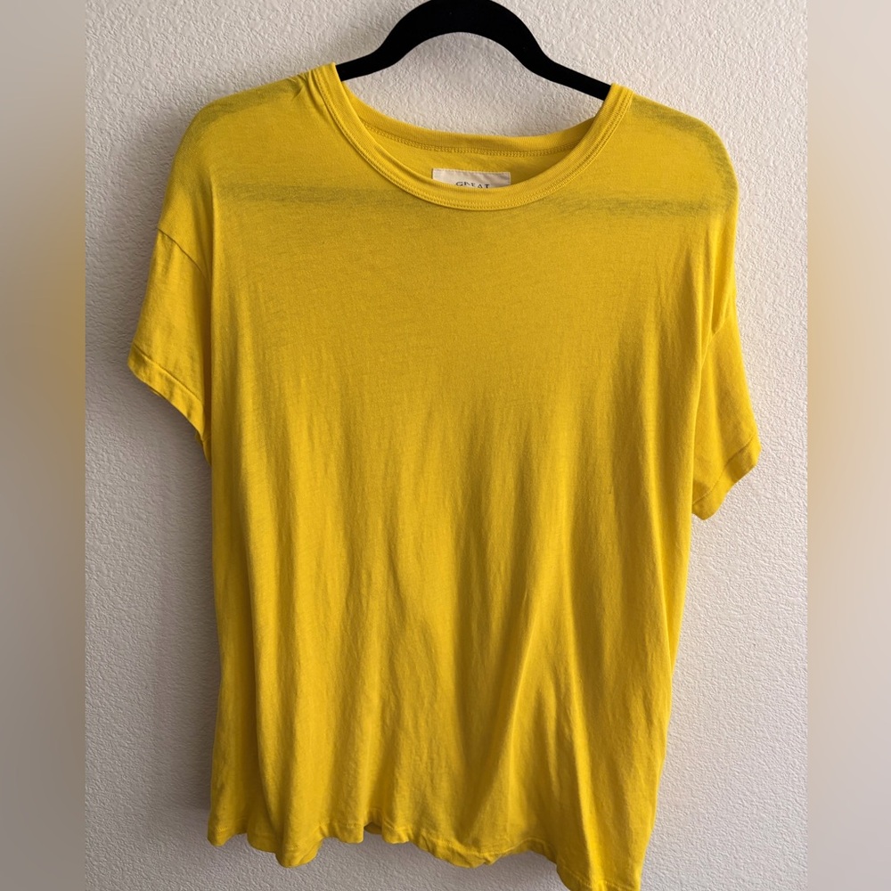 THE GREAT. Bright Yellow Short Sleeve Tee